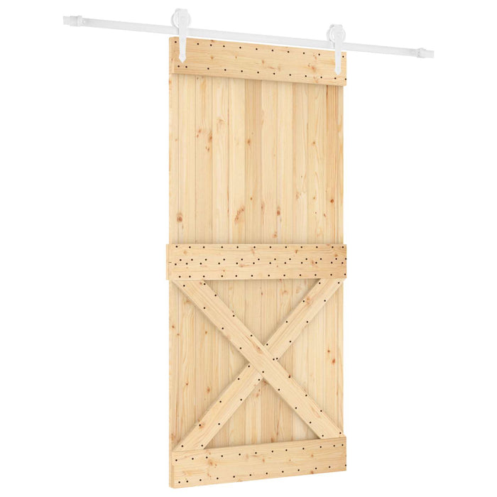 Ușă glisantă Natural și Alb 95 x 210 cm Lemn de Pin Solid - WALTI WALTI