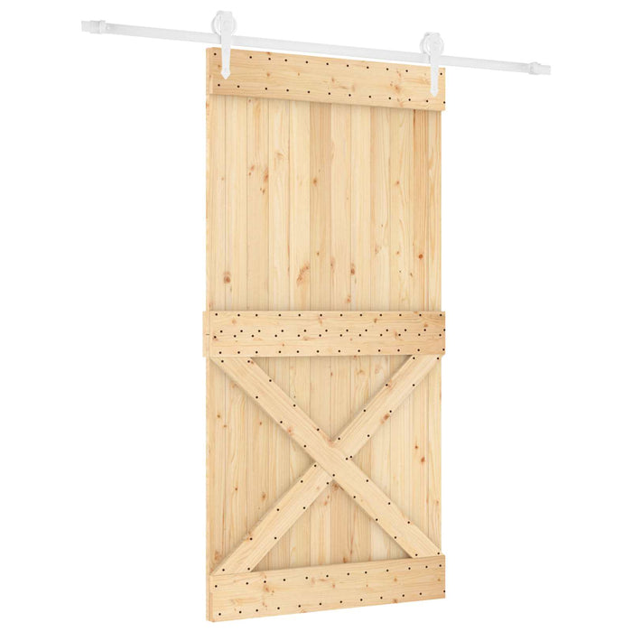 Ușă glisantă Natural și Alb 100 x 210 cm Lemn de Pin Solid WALTI