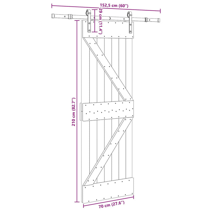 Ușă glisantă NARVIK Natural și Negru 70 x 210 cm (152,5 cm) - WALTI WALTI
