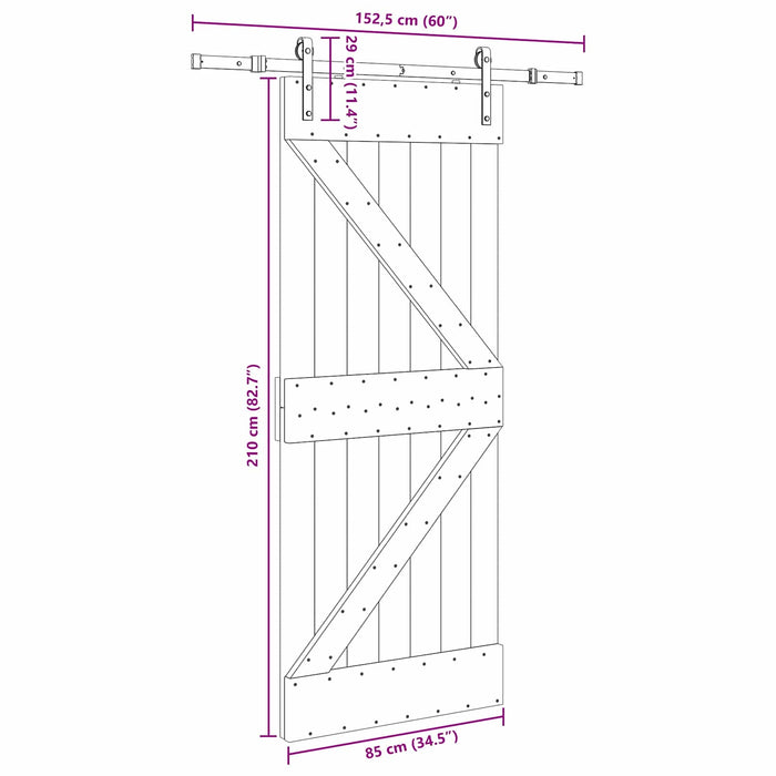 Ușă glisantă NARVIK Natural și Negru 85 x 210 cm (152,5 cm) - WALTI WALTI