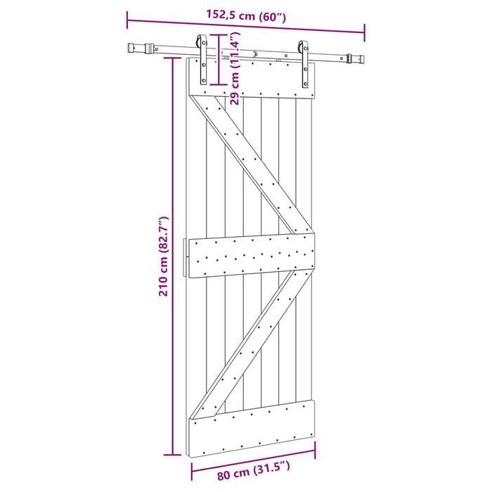 Ușă glisantă NARVIK Natural și Negru 80 x 210 cm (152,5 cm) - WALTI WALTI