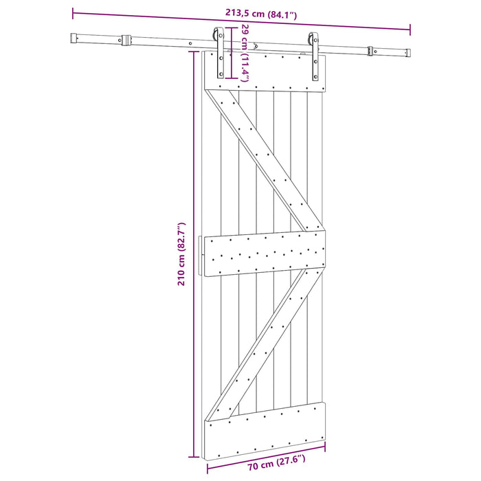 Ușă glisantă NARVIK Natural și Negru 70 x 210 cm (213,5 cm) - WALTI WALTI