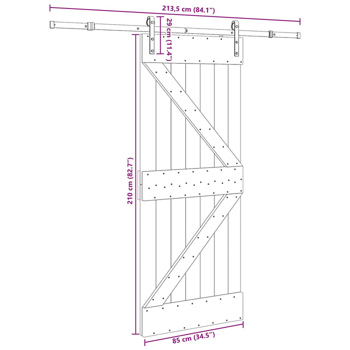Ușă glisantă NARVIK Natural și Negru 85 x 210 cm (213,5 cm) - WALTI WALTI