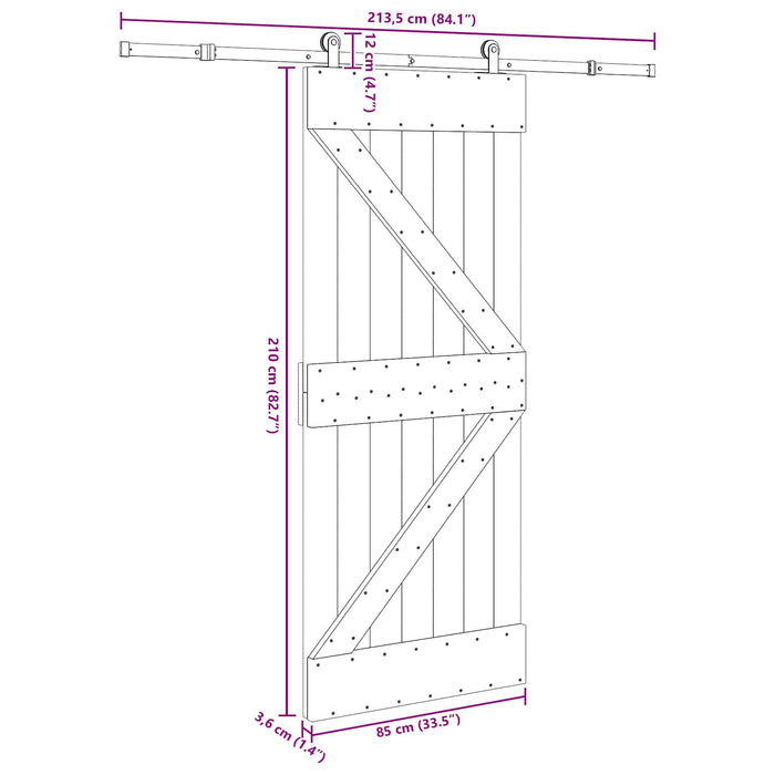 Ușă glisantă NARVIK Natural și Negru 85 x 210 cm (213,5 cm) - WALTI WALTI