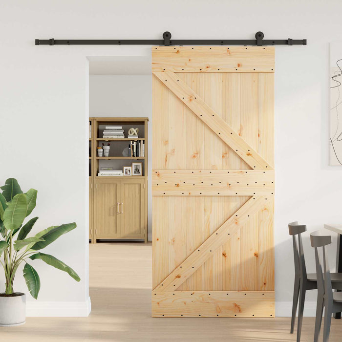 Ușă glisantă NARVIK Natural și Negru 100 x 210 cm (213,5 cm) WALTI
