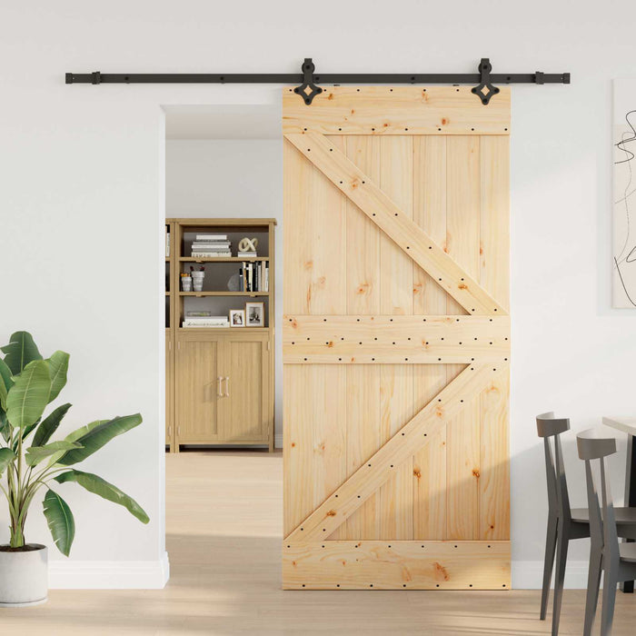 Ușă glisantă NARVIK Natural și Negru 100 x 210 cm (213,5 cm) WALTI