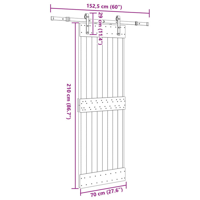 Ușă glisantă NARVIK Natural și Negru 70 x 210 cm (152,5 cm) WALTI