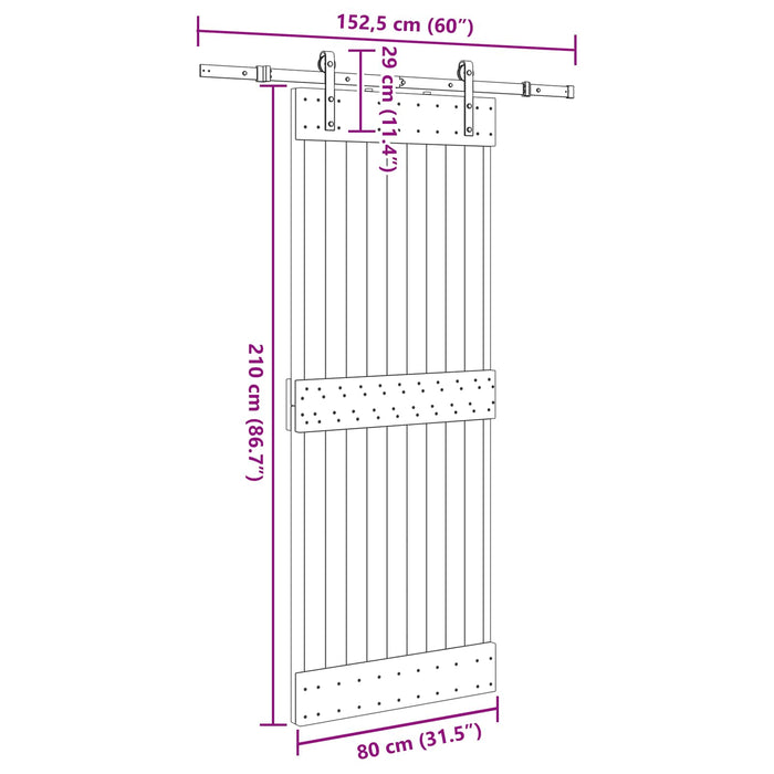 Ușă glisantă NARVIK Natural și Negru 80 x 210 cm (152,5 cm) WALTI