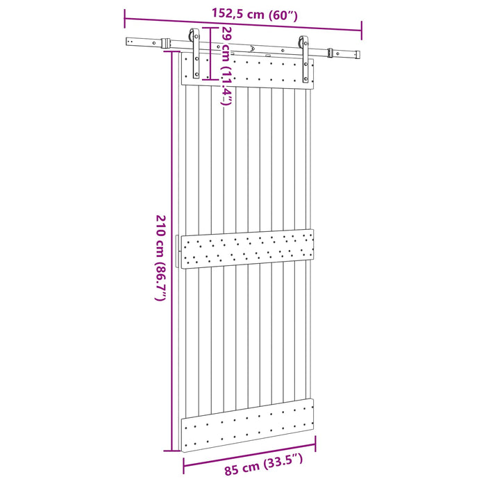 Ușă glisantă NARVIK Natural și Negru 85 x 210 cm (152,5 cm) WALTI