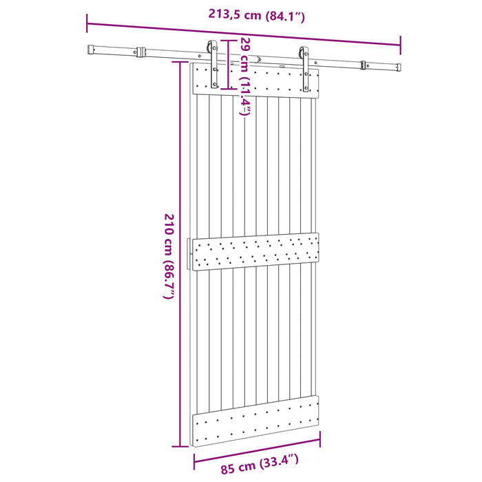 Ușă glisantă NARVIK Natural și Negru 85 x 210 cm (213,5 cm) WALTI