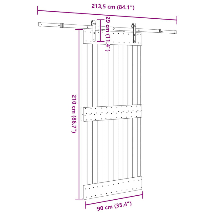 Ușă glisantă NARVIK Natural și Negru 90 x 210 cm (213,5 cm) - WALTI WALTI