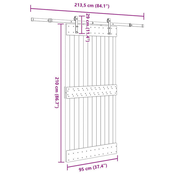 Ușă glisantă NARVIK Natural și Negru 95 x 210 cm (213,5 cm) WALTI