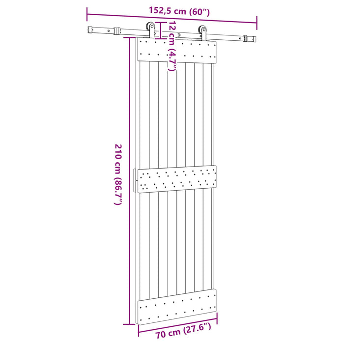 Ușă glisantă NARVIK Natural și Negru 70 x 210 cm (152,5 cm) WALTI