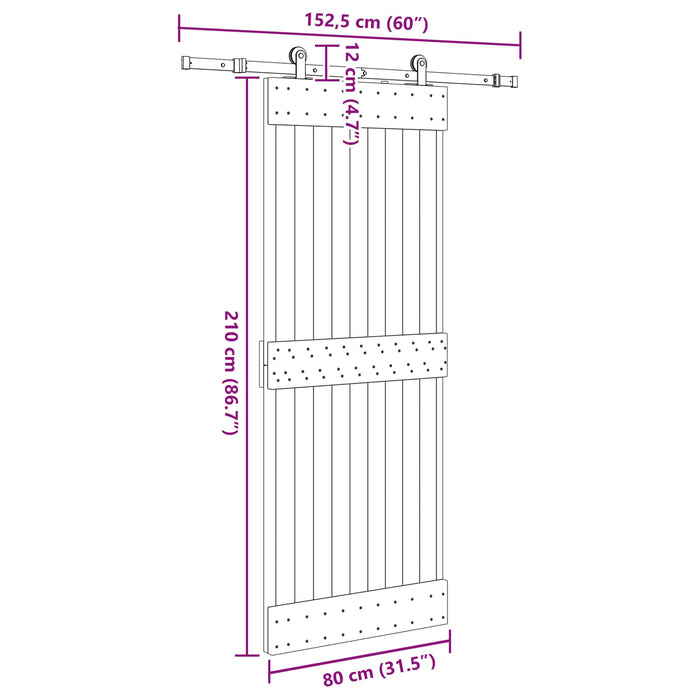 Ușă glisantă NARVIK Natural și Negru 80 x 210 cm (152,5 cm) WALTI