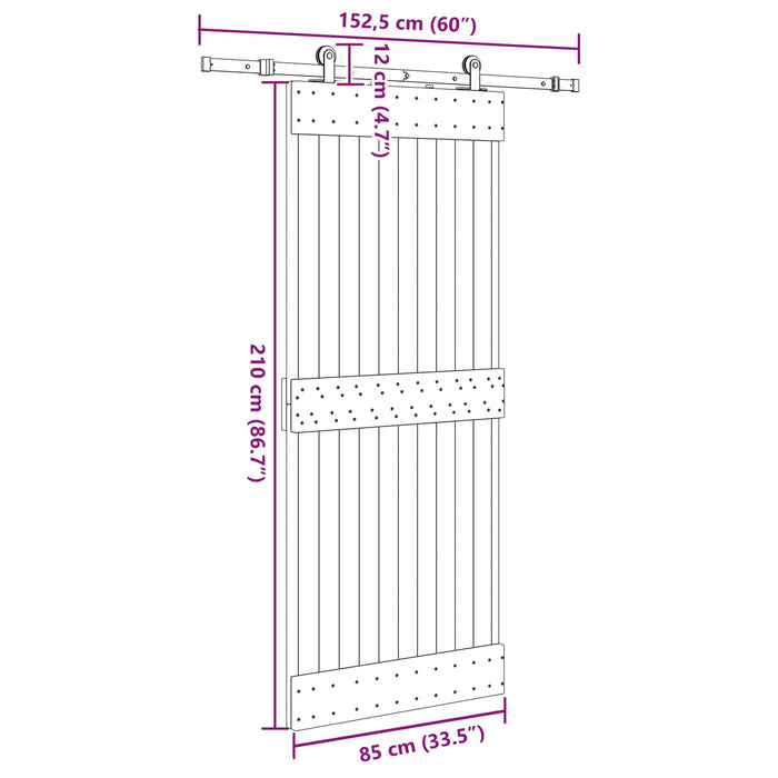 Ușă glisantă NARVIK Natural și Negru 85 x 210 cm (152,5 cm) WALTI