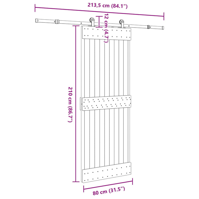 Ușă glisantă NARVIK 80 x 210 cm (213,5 cm) Natural și Negru WALTI