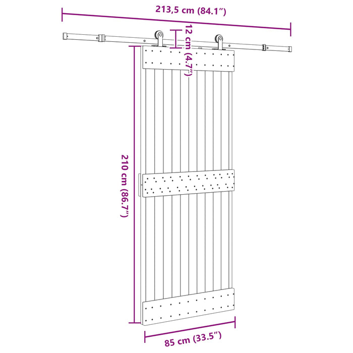 Ușă glisantă NARVIK 85 x 210 cm (213,5 cm) Natural și Negru WALTI