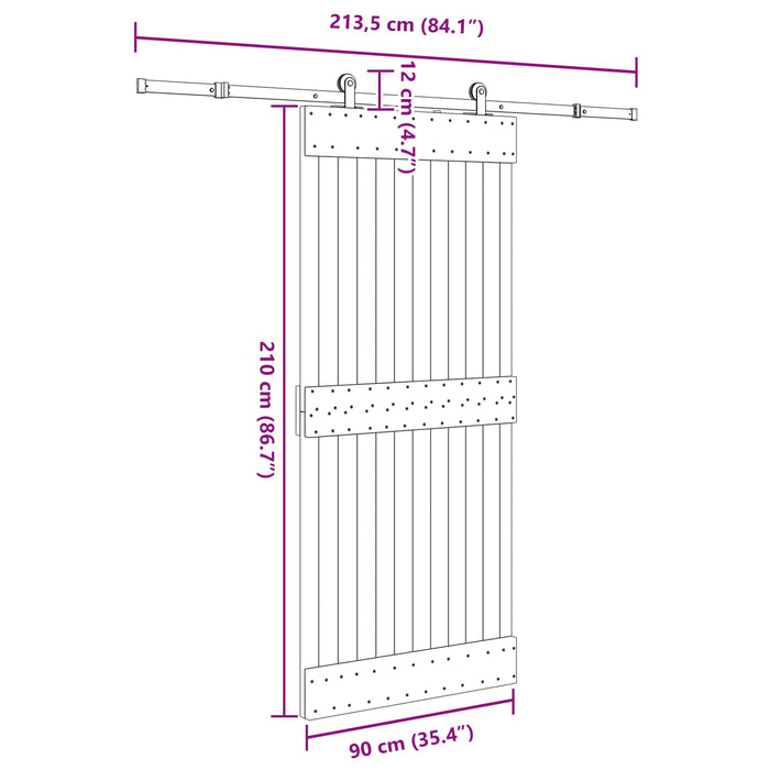 Ușă glisantă NARVIK Natural și Negru 90 x 210 cm (213,5 cm) WALTI