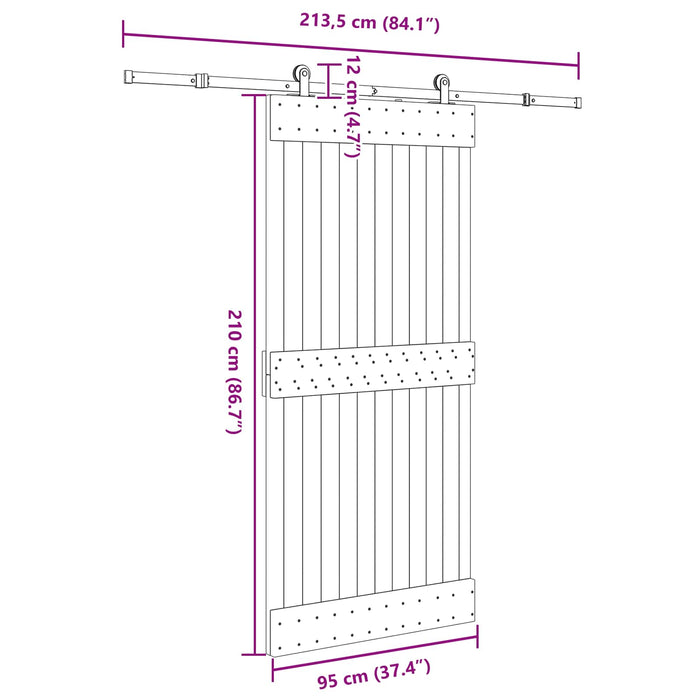 Ușă glisantă NARVIK Natural și Negru 95 x 210 cm (213,5 cm) WALTI