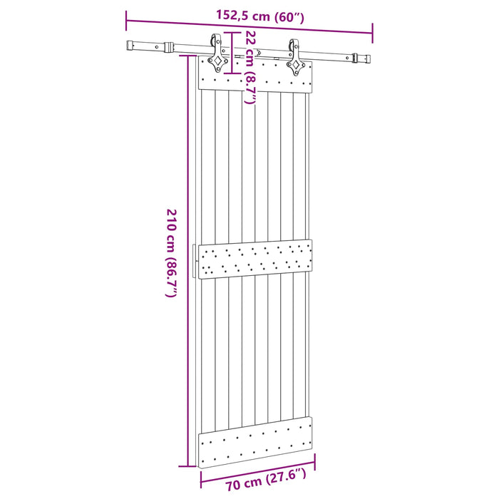 Ușă glisantă NARVIK Natural și Negru 70 x 210 cm (152,5 cm) WALTI