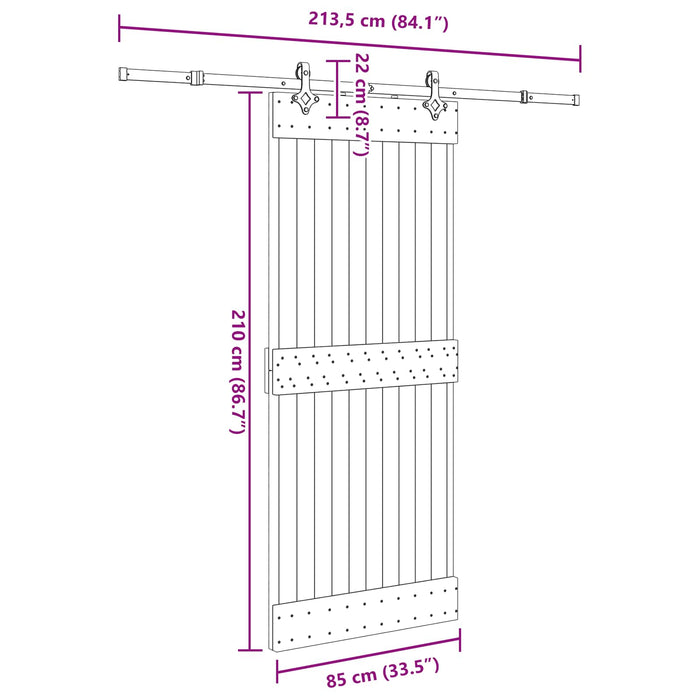 Ușă glisantă NARVIK Natural și Negru 85 x 210 cm (213,5 cm) WALTI