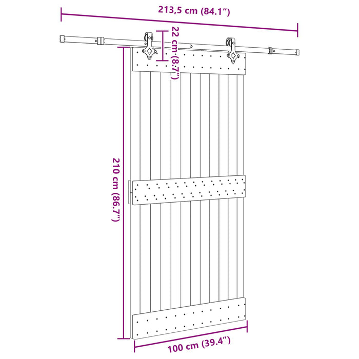 Ușă glisantă NARVIK Natural și Negru 100 x 210 cm (213,5 cm) WALTI