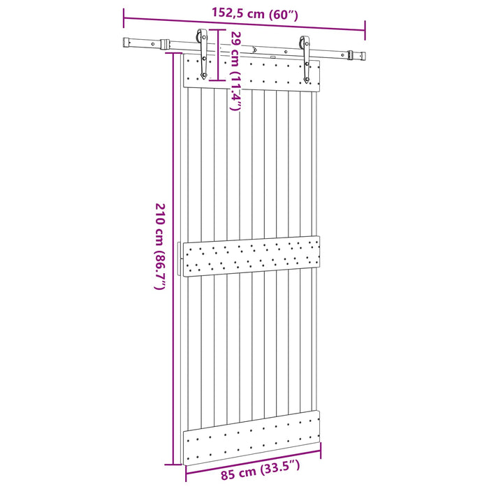Ușă glisantă NARVIK Natural și Negru 85 x 210 cm (152,5 cm) WALTI