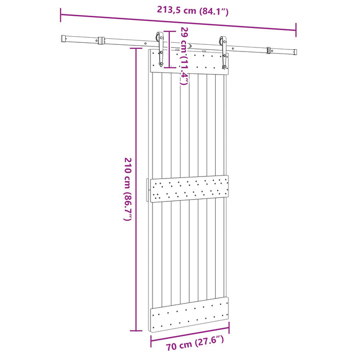 Ușă glisantă NARVIK Natural și Negru 70 x 210 cm (213,5 cm) WALTI