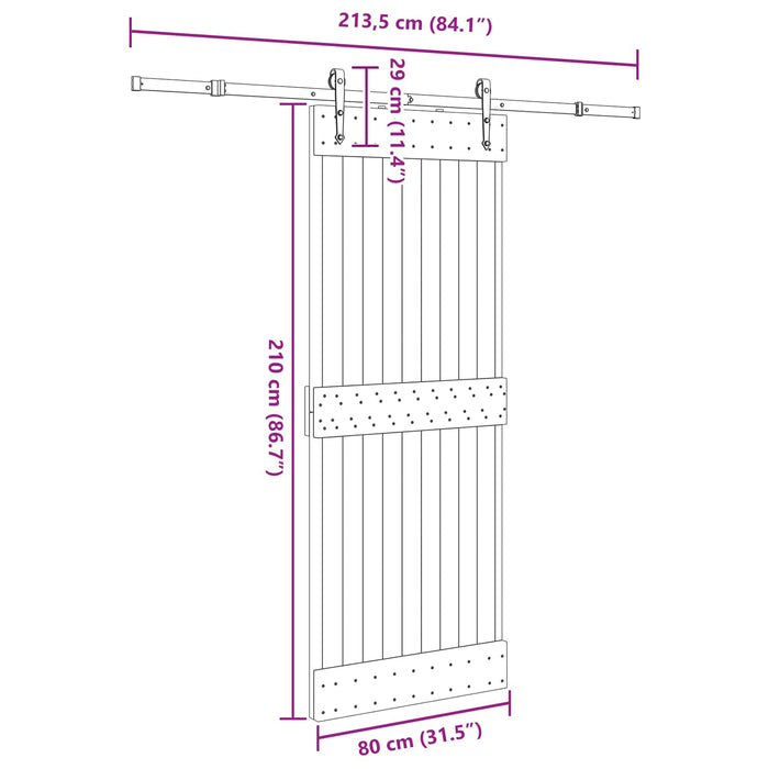 Ușă glisantă NARVIK Natural și Negru 80 x 210 cm (213,5 cm) - WALTI WALTI
