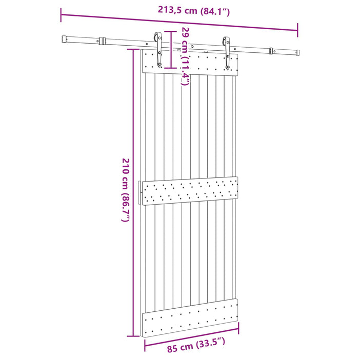 Ușă glisantă NARVIK Natural și Negru 85 x 210 cm (213,5 cm) WALTI