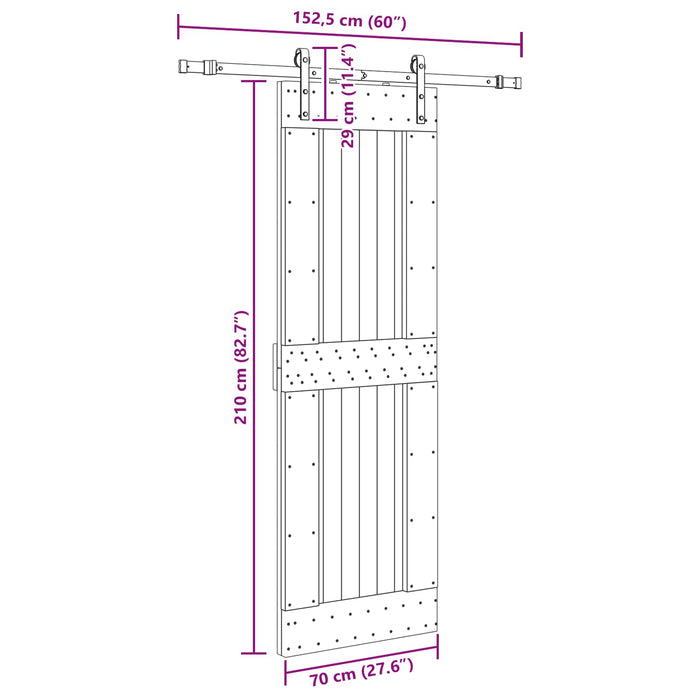 Ușă glisantă NARVIK Natural și Negru 70 x 210 cm (152,5 cm) WALTI
