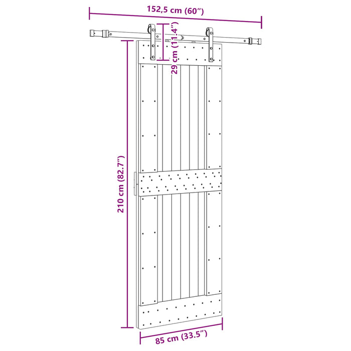 Ușă glisantă NARVIK Natural și Negru 85 x 210 cm (152,5 cm) WALTI