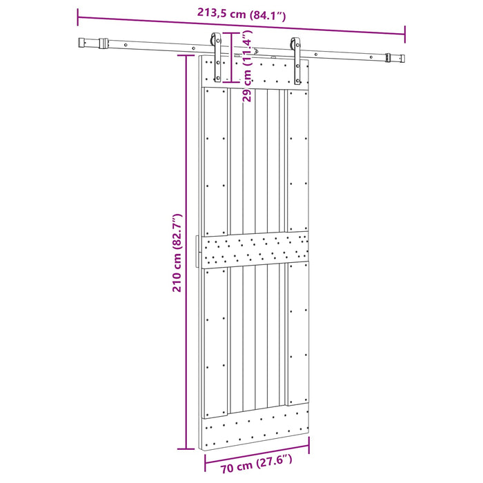 Ușă glisantă NARVIK Natural și Negru 70 x 210 cm (213,5 cm) WALTI