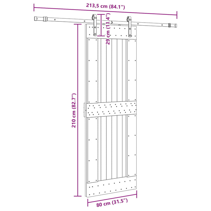 Ușă glisantă NARVIK Natural și Negru 80 x 210 cm (213,5 cm) WALTI