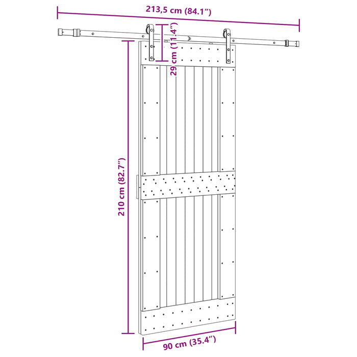 Ușă glisantă NARVIK Natural și Negru 90 x 210 cm (213,5 cm) WALTI