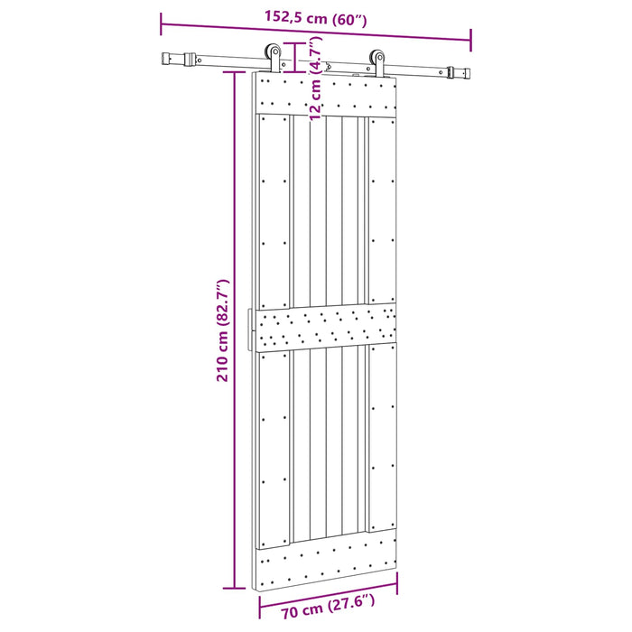Ușă glisantă NARVIK Natural și Negru 70 x 210 cm (152,5 cm) WALTI