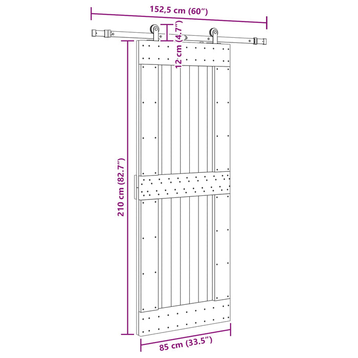 Ușă glisantă NARVIK Natural și Negru 85 x 210 cm (152,5 cm) WALTI