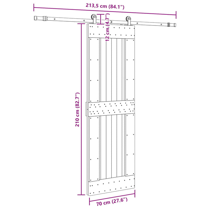Ușă glisantă NARVIK Natural și Negru 70 x 210 cm (213,5 cm) - WALTI WALTI