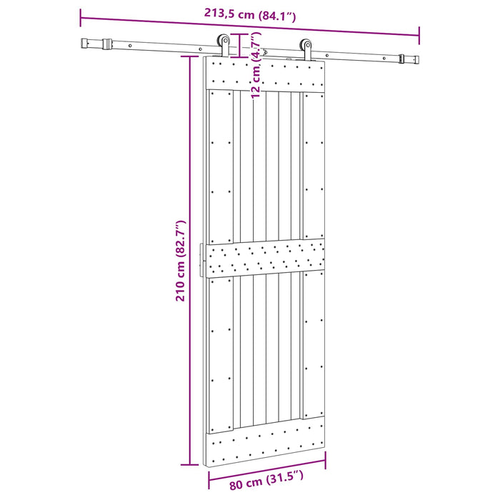 Ușă glisantă NARVIK Natural și Negru 80 x 210 cm (213,5 cm) WALTI
