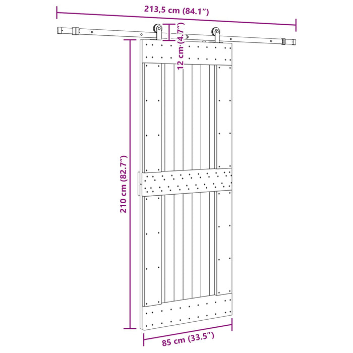 Ușă glisantă NARVIK 85 x 210 cm (213,5 cm) Natural și Negru WALTI