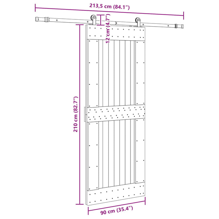Ușă glisantă NARVIK Natural și Negru 90 x 210 cm (213,5 cm) WALTI