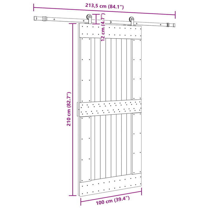 Ușă glisantă NARVIK Natural și Negru 100 x 210 cm (213,5 cm) WALTI