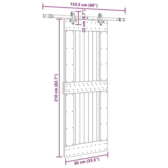 Ușă glisantă NARVIK Natural și Negru 85 x 210 cm (152,5 cm) WALTI