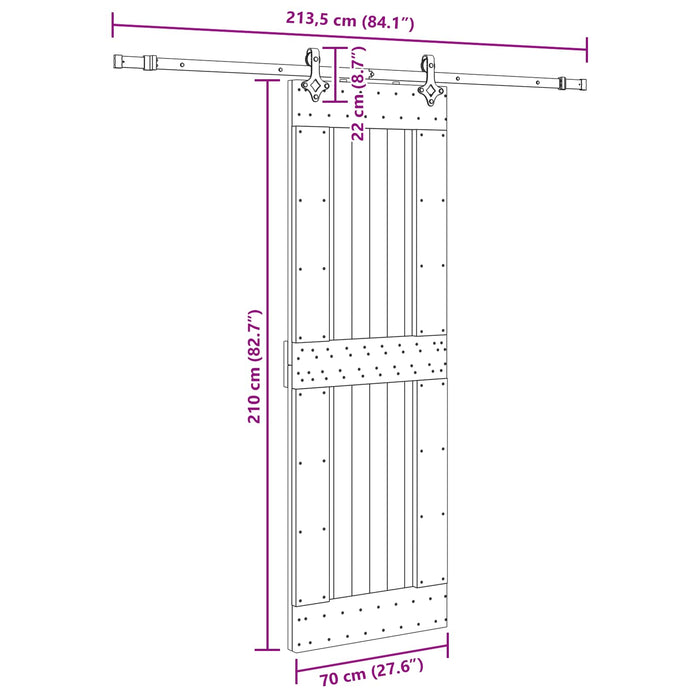 Ușă glisantă NARVIK Natural și Negru 70 x 210 cm (213,5 cm) WALTI