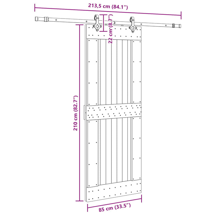 Ușă glisantă NARVIK Natural și Negru 85 x 210 cm (213,5 cm) WALTI