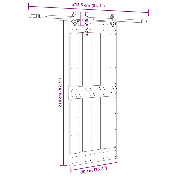 Ușă glisantă NARVIK Natural și Negru 90 x 210 cm (213,5 cm) WALTI