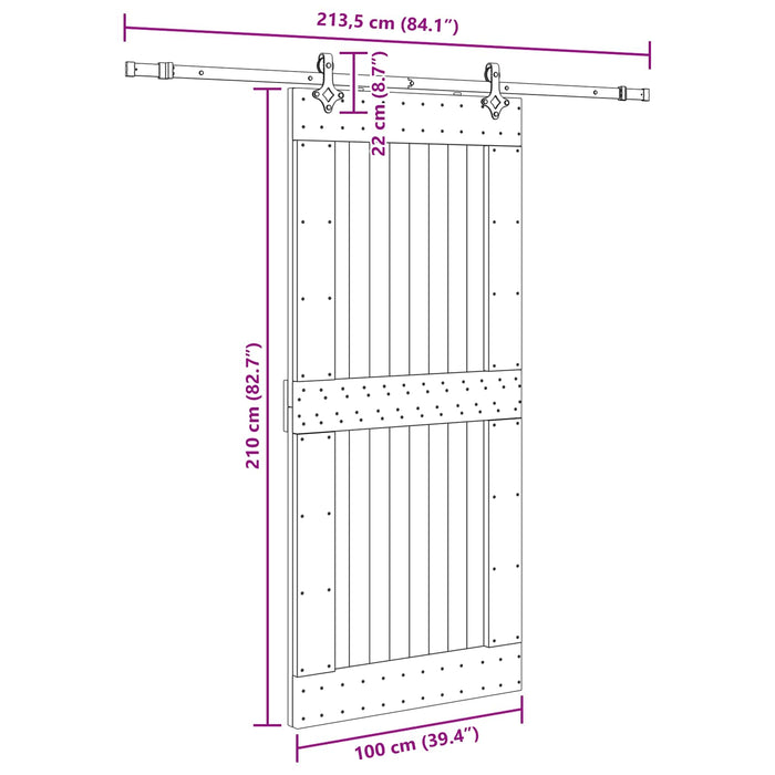 Ușă glisantă NARVIK Natural și Negru 100 x 210 cm (213,5 cm) WALTI