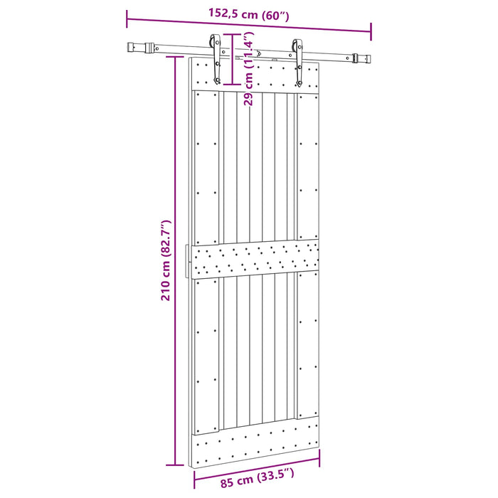 Ușă glisantă NARVIK Natural și Negru 85 x 210 cm (152,5 cm) WALTI