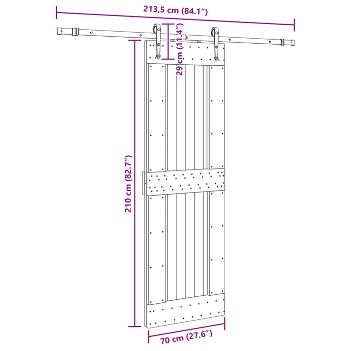 Ușă glisantă NARVIK Natural și Negru 70 x 210 cm (213,5 cm) WALTI