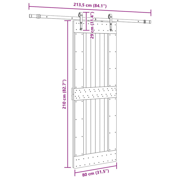 Ușă glisantă NARVIK Natural și Negru 80 x 210 cm (213,5 cm) WALTI